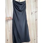 Lulus NWT  Effortless Bliss Black Satin Strapless Cowl Back Midi Dress Cocktail S Photo 2