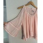 Rebecca Minkoff Babydoll Sheer Crochet Top Pink Y2K Deneuve Lattice Festival Photo 1
