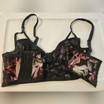 Torrid Curve Unlined Longline Strappy Rose Black Pink Underwire Sz 1x Bralette Photo 5