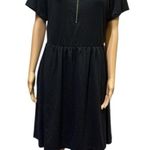 Hot Topic Black Keyhole Zipper Short Sleeve High Neck Skater Pocket Dress XL Photo 0