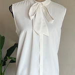 Ming Wang  Sleeveless Button Down White Blouse Size Large Photo 0