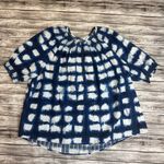 Sonoma Women's Off-The-Shoulder Peasant Blouse 3X Dark Blue White Smocked Loose Photo 12