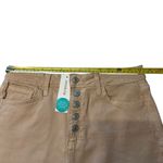 Just Black Denim Women’s M Odyssey Khaki Mini Skirt Tan Raw Hem Button Fly NWT Photo 6