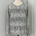 Gianni Bini New GB Medium Gray, White, Fringe Stripe Long Sleeve Sweater Photo 1