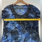 Top dark blue beaded Slit sleeveses stretchy whimsical artsy Black Size M Photo 5