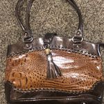 Marc Chantal Embossed Croc Purse Brown Satchel Tassel Photo 0