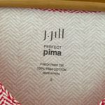 J.Jill 100% Pima Cotton Red and White Print T Shirt Top Size Small Photo 2