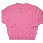 J.Crew NWT Cashmere Relaxed V-neck Sweater in Neon Heather Berry Pink Pullover S Photo 0
