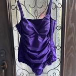 Croft & Barrow  Body Sculpting One Piece Swim Suit eggplant size 22W ruched Photo 2