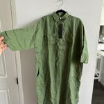 Seaside tones Linen shirt dress Green one size New Photo 2