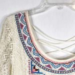 Flying Tomato Medium Dress Mini Embroidered Lace Lined White Boho CrissCross 311 Photo 8