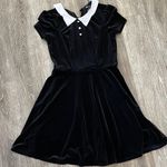 Hot Topic Black & White Collar Velvet Dress Wednesday Addams Goth Small Photo 0