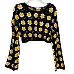 ZARA Granny Square Boho Crochet Crop Top Black Size M Photo 4