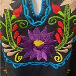 Mexican Artesian Handcrafted Black Embroidered Short Sleeve Shirt Sz L/XL Photo 1
