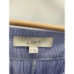 Loft  Blouse Women SMALL Blue White Pinstripe Square Neck Long Sleeve Photo 4