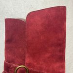 Diane Von Furstenberg  Wine Red Maroon Suede Leather Wrapped Heeled Boots 8.5 M Photo 3