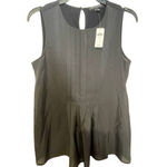 Banana Republic  Black Pleated Tank Top Sleeveless Keyhole Back Women XS NWT‎ Photo 5