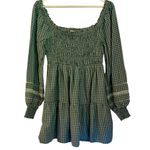 American Eagle  green plaid smocked bust long sleeve dress small Photo 1