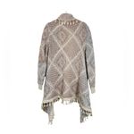 Orange Creek  Womens Sweater Small Ivory Gray Soft Knit Fringe Open Cardigan Photo 3