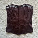 Charlotte Russe Corset Top Satin Rhinestone Embellished Y2K Vintage Brown Sz M Photo 1