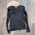 Free People  natasha ruched long‎ sleeve top charcoal gray Photo 1