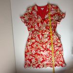 J Jill Red Floral Wrap Dress Size MP Lightweight Flowy Feminine Church Office Size M Photo 10
