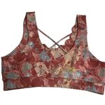 Anthropologie  Daily Practice Allie Sports Bra Floral Size Large Scalloped Photo 2