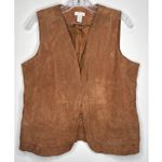 Chico's Chico’s Suede Leather Vest Brown Scalloped Hem western cowgirl Size 1 Medium Photo 0