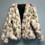 Aixirui Faux Fur Coat in Pink and Gray Size L Photo 0