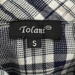 Tolani  Shirt Womens Small White‎ Blue Plaid Dip Dye Preppy Cabincore Campcore Photo 5