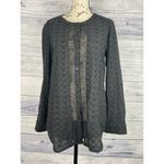 Chico's 0 Button Front Top Womens S Black Embroidery Lace Sheer Lightweight Hi Lo Photo 1