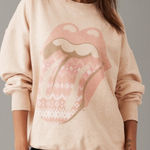 American Eagle  oversized logo sweatshirt Rolling Stones size small nwot oatmeal Photo 0