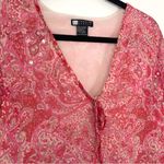 VTG Carole Little‎ 100% Silk Paisley Print Sequin Blouse Women's Size Large Pink Photo 1