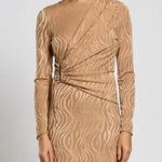 Daska dress Dusty Tan maxi faux wrap long sleeve rose gold bar accent large NEW Photo 5