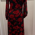 Fore Chic Black and Red Floral Long Sleeve Maxi Dress Size M Romantic Boho Bold Size M Photo 2