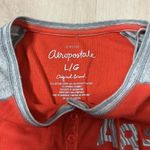 Aeropostale Y2K Womens Orange Gray Raglan Long Sleeve Henley Shirt Top L G Photo 3