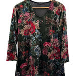 Calessa‎ Forest Fairy Velvet Boho Hippie Shirt Womens Medium Green Floral Print Photo 0