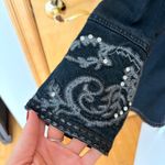 EthyL Denim Embellished Jeans Jacket Women's XL Dark Wash Rhinestone Embroidery Black Photo 3