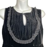 J.Crew  Black Velvet Ruffle Sleeveless Smocked Top Y2K Photo 5