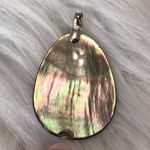Sterling Silver Vintage Mother of Pearl slice pendant with 925  pendant bail Flaw Photo 7