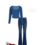 EXPRESS Body Contour  Denim Top Photo 3