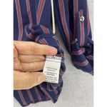 Workshop The  Women's Blouse Tunic Roll Tab Sleeve Blue Striped V Neck Sz Medium Photo 5