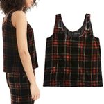 J.Crew NEW Black Velvet Tank Top Stewart Tartan Plaid size 6 Academia Holiday Photo 2