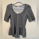 Maeve NWT ANTHROPOLOGIE Short Sleeve Leopard Peplum Scoop Neck Top Shirt Blouse Photo 9