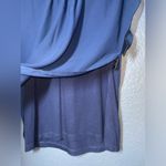 Nwt AGB Solid Chiffon Popover Blouse Necklace size small navy blue top trendy Photo 2