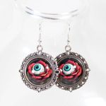 Handmade Gothic Victorian "Beauty is in the Eye of the Beholder" Rose Eyeball Earrings Photo 2
