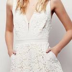 Free People Ivory Lovely in Lace Deep V Dress  Photo 0