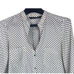 ZARA Polka Dot Satin Effect Blouse Button Down VNeck Collar Pockets S WhiteBlack Photo 8