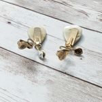 Vintage Clip On Earrings Teardrop Shape Mother of Pearl? Dangle Photo 3