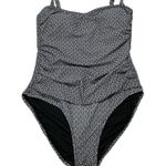 DKNY Bandeau Maillot One Piece Swimsuit Black & White Geometric Print size large Photo 0